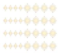 WADORN 70 piezas de 7 estilos de conectores de sol vintage de latón para hacer joyas, colgantes dorados en forma de sol, eslabones de 13 a 27 mm para manualidades, pulseras, collares, aretes