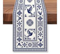 WADORN Camino de mesa con estampado de azulejos azules de 182 cm de largo, estilo vintage, estilo español, camino de mesa de primavera, cocina, comedor, decoración para el hogar, fiesta, boda,
