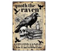 WADORN Cartel de metal vintage de cuervo, cartel de metal con texto en inglés "Nevermore" con texto en inglés "The Raven Nevermore" para decoración de pared estilo gótico espeluznante para el hogar,