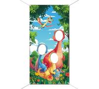 WADORN Cartel divertido de 70.9 x 35.4 pulgadas, divertido telón de fondo de cara de dinosaurio, fondo de fotografía de animales salvajes, accesorios para safari, fiesta de cumpleaños, suministros de