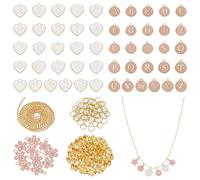 WADORN Dijes de metal con letras y flores para hacer joyas, 62 dijes con inicial del alfabeto mayúscula A-Z, 60 anillos de salto, cadena de bolas de 4 m, 60 cadenas, conectores, marcadores de bebidas