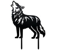 WADORN Estacas decorativas de metal de lobo aullando para jardín, estatuas de jardín de lobo al aire libre, silueta de animales salvajes, estacas de lobo al aire libre, estatuas de jardín de animales