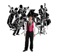 WADORN Fondo de decoración de banda de jazz, 4.9 x 6.6 pies, fiesta temática de los años 20, telón de fondo de banda de jazz, silueta, fotografía, accesorios para cabina de fotos, suministros de