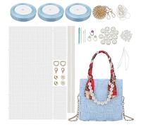 WADORN Kit de bolso de ganchillo para hacer manualidades, hecho a mano, tela de punto de cruz, tela de malla, juego de sábanas de lona de plástico, bolsas de hombro tejidas a mano, kit de punto de