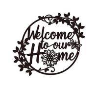 WADORN Letrero de metal con texto en inglés "Welcome to Our Home" para decoración de pared con palabra de bienvenida, para puerta delantera, casa rústica, apartamento, exterior, 11.8 x 10.4 pulgadas