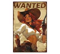 WADORN Letrero de metal con texto en inglés "Western Cowgirl Pin Up", de 7.8 x 11.8 pulgadas, divertido y retro para hombre, cueva, bar, decoración de pared para garaje, club, sala de estar, baño