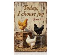 WADORN Letrero de metal vintage de gallinero, 7.9 x 11.8 pulgadas Today I Choose Joy Kitchen Retro Wall Art Sign Funny Chicken Coop Metal Farm Decor Gifts Plate for Home Kitchen Farmhouse Ranch Yard