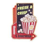 WADORN Letrero de metal vintage de palomitas de maíz, letrero de estaño retro para cine, decoración colgante para teatro, baño, cine en casa, placa de metal para decoración del hogar, 10.23 x 14.96