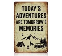 WADORN Letrero de metal vintage para camping, 8 x 12 pulgadas, Today's Adventures Are Tomorrow's Memories, decoración de pared retro, divertida cita de campamento, póster para camping, exterior