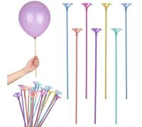 WADORN Paquete de 100 varillas de plástico coloridas de 12.6 pulgadas de largo reutilizables con taza para fiesta de cumpleaños, graduación, ceremonia, boda, aniversario, suministros de decoración