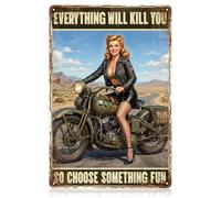 Wadorn Pin up Girl Motocicletas Cartel Metálico Retro 20 x 30 cm Todo va a matarte, así que elige algo amante arte de pared vintage nostálgico placa para casa garaje café bar Taniera