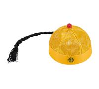 WADORN Sombrero chino de poliéster Han dinastía emperador sombrero emperador imperial sombreros con patrón de dragón trenza traje de cosplay tradicional para escenario actuación oro
