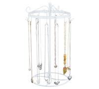 WADORN Soporte giratorio para collares, organizador de collares, soporte de exhibición de joyas de metal con 15 ganchos, organizador de joyas, soporte de exhibición para aretes, anillos, estante de