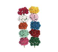 WADSUWAN Shop - 100 Rosas Artificiales de Papel de Morera para Boda, álbum de Recortes de 1,8 cm, Manualidades, álbumes de Recortes, Ramo de Manualidades, Mini Rosas (10 Colores)