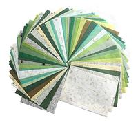 WADSUWAN SHOP 50 hojas de papel de morera A4, color verde mezclado, hecho a mano
