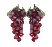 WADY 2 Uvas Decorativas de plástico para Vino, Uvas, Frutos Artificiales, Frutas y Verduras, 2 Unidades de 17 cm (Rojo)
