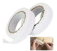 WADY Cinta adhesiva de encaje washi para manualidades, tela de algodón, decoración (blanco)