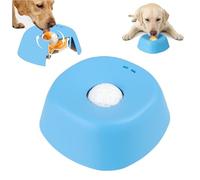 WADY Schleckball - Cuenco para perros con bola giratoria integrada para cachorros y gatos aburridos (azul/blanco)