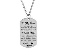 Waeceip Collar de regalo para hijo de mamá papá I Love You, collar inspirador para mi hijo, placa de perro, collar de cumpleaños, graduación, regalo de joyería para hombre