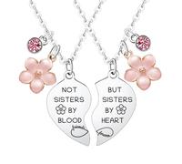 Waeceip Collares para hermana para 2 piezas, collares a juego para hermanas, regalos de hermanas, regalos para mujeres, mejores amigas, mejores amigas, regalo de cumpleaños, collar con colgante de