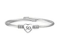 Waeceip Pulseras de cumpleaños número 10, 16, 17, 18, 21 para mujeres, hija, hermana, amigas, pulsera de plata para 30, 40, 50, 60, 70, regalos de cumpleaños para mamá, tía, abuela, regalos de feliz