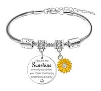 Waeceip You Are My Sunshine Regalos para mujer, pulseras inspiradoras de girasol, regalos de sol para amigas, hermanas, parejas, mejores amigas, regalo de cumpleaños, joyería de girasol para amantes