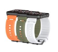 Waekethy 24mm Correas para Garmin Venu X1, Correas de Reloj de Repuesto de Silicona Transpirables Pulsera Compatibles con Ticwatch Pro 5/Pro5 Enduro/Atlas/Suunto 9/7/D5 (Naranja + Verde + Blanco)