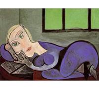 Waeta Rnvzx Arte mural de lienzo de Pablo Picasso, mujer reclinada leyendo póster, pintura famosa. Grabado de Pablo Picasso para decoración moderna del hogar, cuadro 40x60cm sin marco