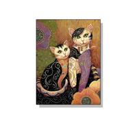 Waeta Rnvzx Gustav Klimt Carteles Lindo Animal Gato Pintura Abstracta Gustav Klimt Lienzo Arte de Pared Gustav Klimt Gato Impresiones Para Decoración del Hogar Cuadros 40x60cm Sin Marco
