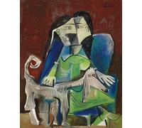 Waeta Rnvzx Póster de Pablo Picasso Una mujer con un perro Arte de pared en lienzo Pablo Picasso Impresiones de Pablo Picasso Pintura para decoración del hogar Cuadro 40x60cmx1 Sin marco