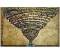 Waeta Rnvzx Póster de Sandro Botticelli La Divina Comedia Arte de pared vintage de lienzo Sandro Botticelli Grabados clásicos para decoración del hogar 40X60cm Sin marco