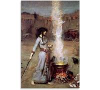 Waeta Rnvzx The Magic Circle de John William Waterhouse Grabados en lienzo Arte mural Pósters de John William Waterhouse Pintura para decoración del hogar 50x70cm Sin marco