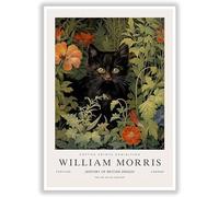 Waeta Rnvzx William Morris Pósters Flores Gato Lienzo Pintura Vintage Arte de pared William Morris Impresiones Para Sala de Salón Moderna Decoración Cuadros 40x50cm Sin marco