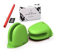 WAFE Mini guantes de horno - 2 guantes de cocina de agarre de silicona - Fundas resistentes al calor para hornear, cocinar barbacoa a la parrilla - Talla única para todos los soportes de olla de doble