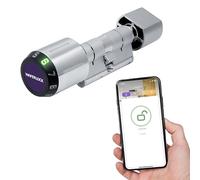 WAFERLOCK C760 Cerradura Inteligente - Cilindro Europeo con App, Bluetooth, RFID y PIN | IP68, Resistente al Fuego y al Taladro | Certificada EN15684 | 45/45-60 mm (90-105 mm) | Níquel