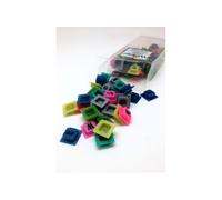Waff cubes - caja con cubos con letras, colores variados, 100 piezas