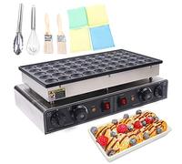 Waffle Electric, Pancake Maker Mini Gofrera Redonda 50 Gofres con Revestimiento Antiadherente Temporizador Cepillo Raqueta de Huevos Clip Alimentos para Hornear Alimentos