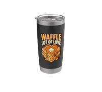 Waffle Mucho Amor Humor Desayuno Dulce Amante Diente Cita Vaso térmico de acero inoxidable de doble pared