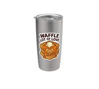 Waffle Mucho Amor Humor Foodie Cita Amante Corazón Desayuno Vaso térmico de acero inoxidable de doble pared