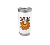 Waffle Mucho Amor Humor Foodie Cita Amante Corazón Desayuno Vaso térmico de acero inoxidable de doble pared