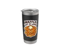 Waffle Mucho Amor Humor Foodie Cita Amante Corazón Desayuno Vaso térmico de acero inoxidable de doble pared