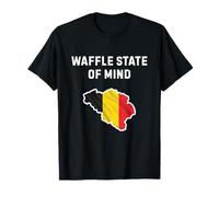 Waffle State of Mind Bandera de Bélgica Divertido Amante de la Comida Camiseta