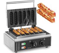 Waffle Stick Maker, Commercial Hot Dog Waffle Maker, 1550W Electric Corn Dog Machine, Nonstick 6-Slot Cheese Stick Press 50-300℃ Temp Control for Restaurant, Snack Bar, Food Truck