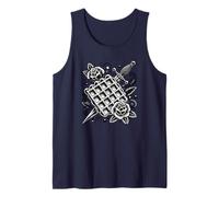 Waffle Tattoo Art Style, Amor Dulces Camiseta sin Mangas