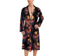 WAFICAC Bata de baño de manga larga para hombre, diseño de dragón volador Magma City, ideal para spa, salón, baño y hogar.