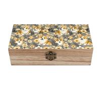 WAFICAC Caja de madera con forma de flor de perro y tapa abatible, ideal para guardar joyas, manualidades y fotos.