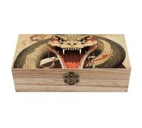WAFICAC Caja de madera para guardar joyas, diseño de serpiente con boca abierta, portátil, con cerradura y bisagras, ideal para regalo, arte, pasatiempos y hogar.