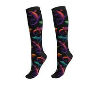 WAFICAC Calcetines de compresión con diseño de dragón barbudo para mujer y hombre, 15-20 mmHg, ideales para correr, amamantar, senderismo, vuelos y viajes.