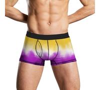 WAFICAC Calzoncillos bóxer de Seda de Leche para Hombre con Estampado de Banderas no binarias, Suaves, Transpirables, de Tiro bajo y Ajuste cómodo sin Costuras.