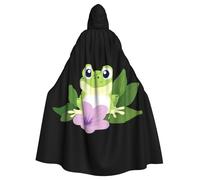 WAFICAC Capa con capucha para adultos de Halloween, capa con estampado de rana bajo la gloria de la mañana, capa con capucha súper grande con pajarita